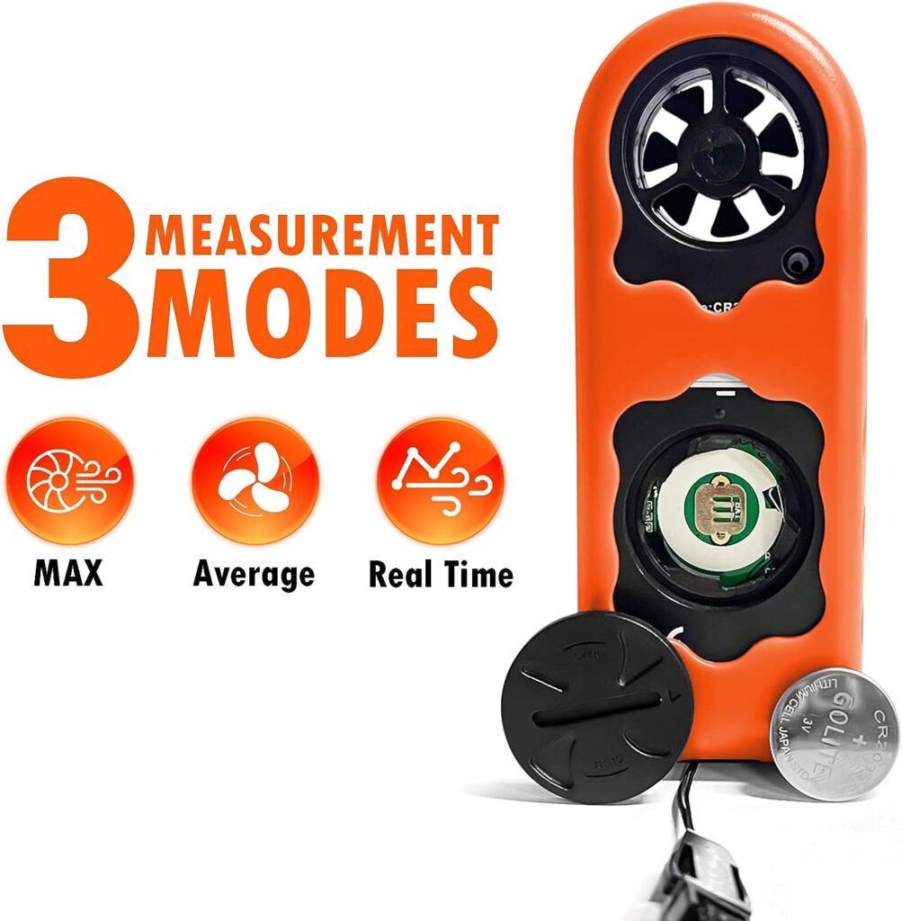 BTMETER BT-816B Handheld Anemometer, Compact Digital Wind Speed Meter Gauge for Air Velocity, Wind Temperature Test with LCD Backlight, Max/Average, Wind Chill