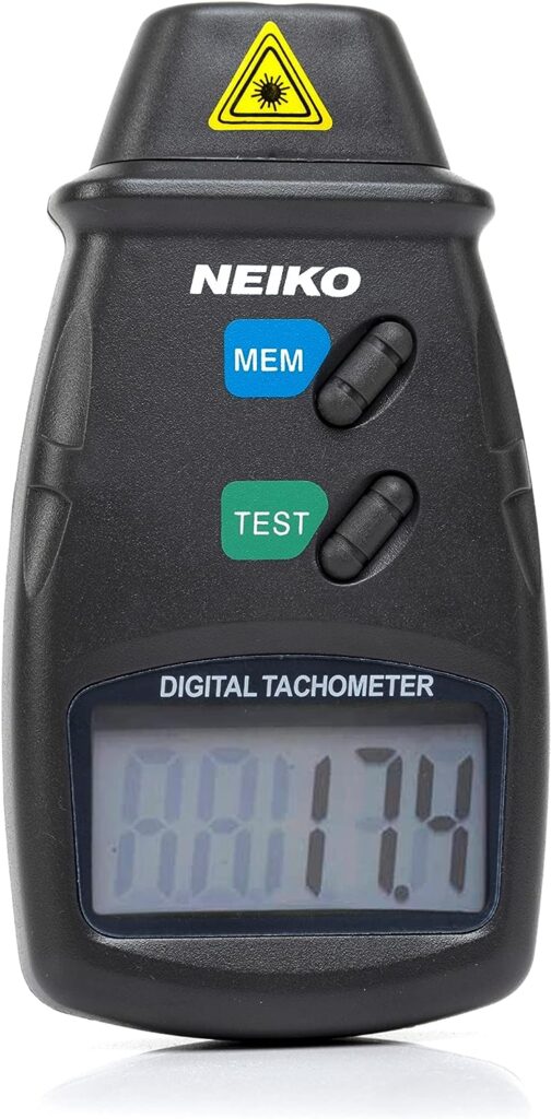 NEIKO 20713A Digital Tachometer, Noncontact Laser Photo Sensor with 2.5 to 99,999 RPM Accuracy, RPM Gauge Marker with Batteries Included