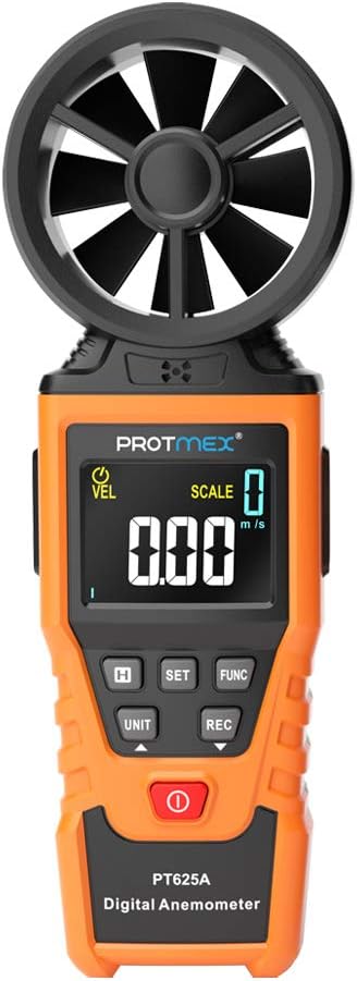Protmex PT625A Handheld Anemometer Wind Speed, CFM Meter Wind Speed Meter, Airflow Gauge, Air Velocity Measuring Flow Meter for Indoor/Outdoor Min, Max, Avg, Data Hold