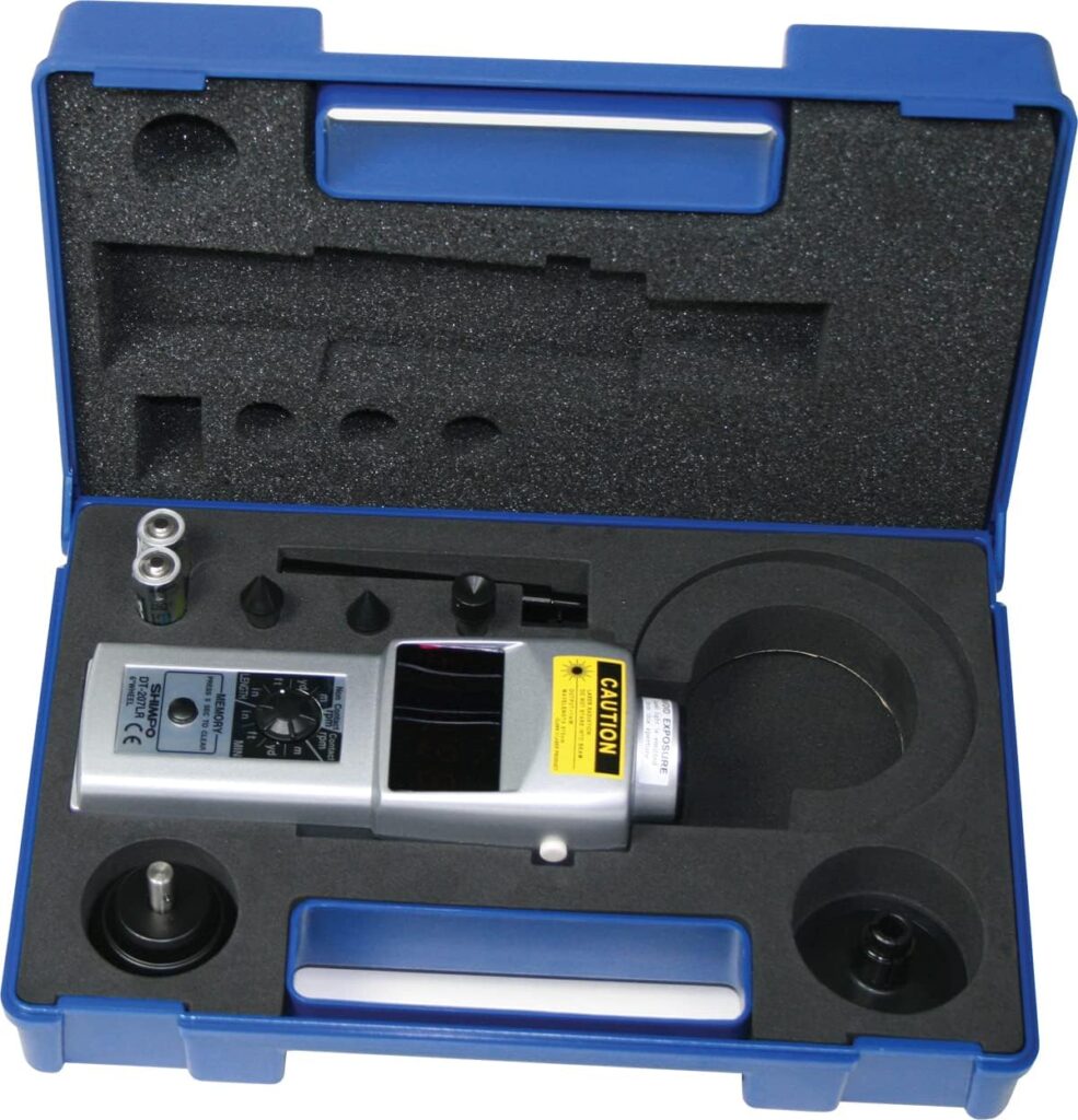 Shimpo DT-207LR Handheld Tachometer with 6 Wheel, LED Display, 6 - 99999rpm Range