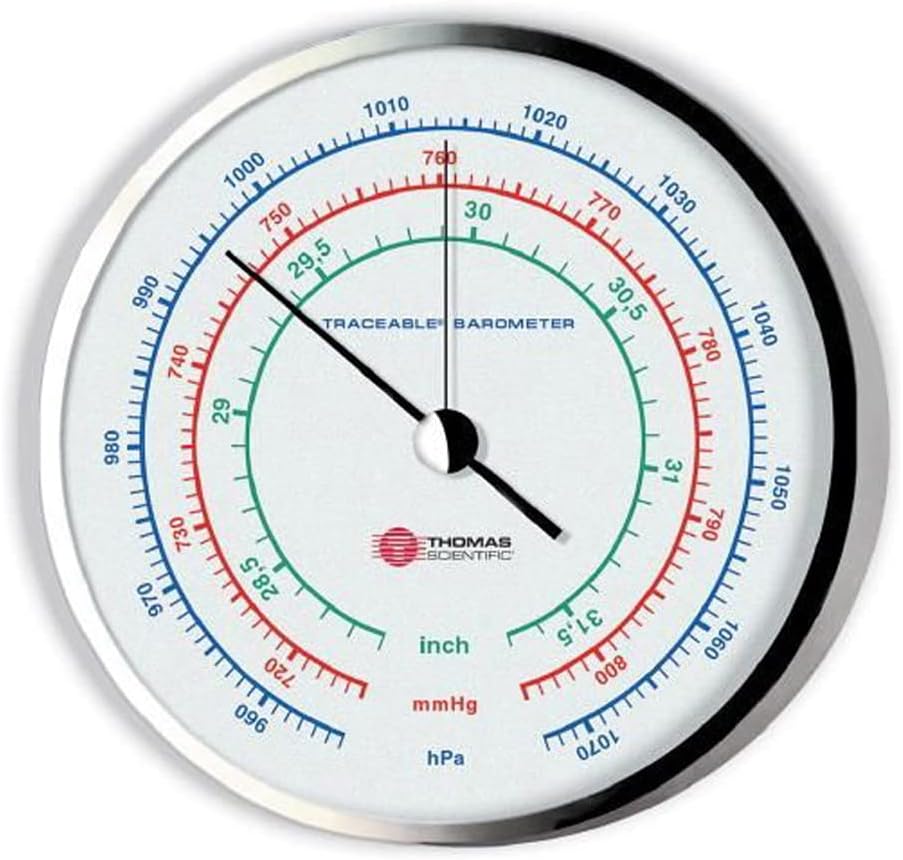 Thomas - 4199 Traceable Precision Dial Barometer, 1-4hrs Response Time, 954 - 1073 mbar Pressure, 0.5 mbar Resolution Thomas - 4199 Traceable Precision Dial Barometer, 1-4hrs Response Time, 954 - 1073 mbar Pressure, 0.5 mbar Resolution