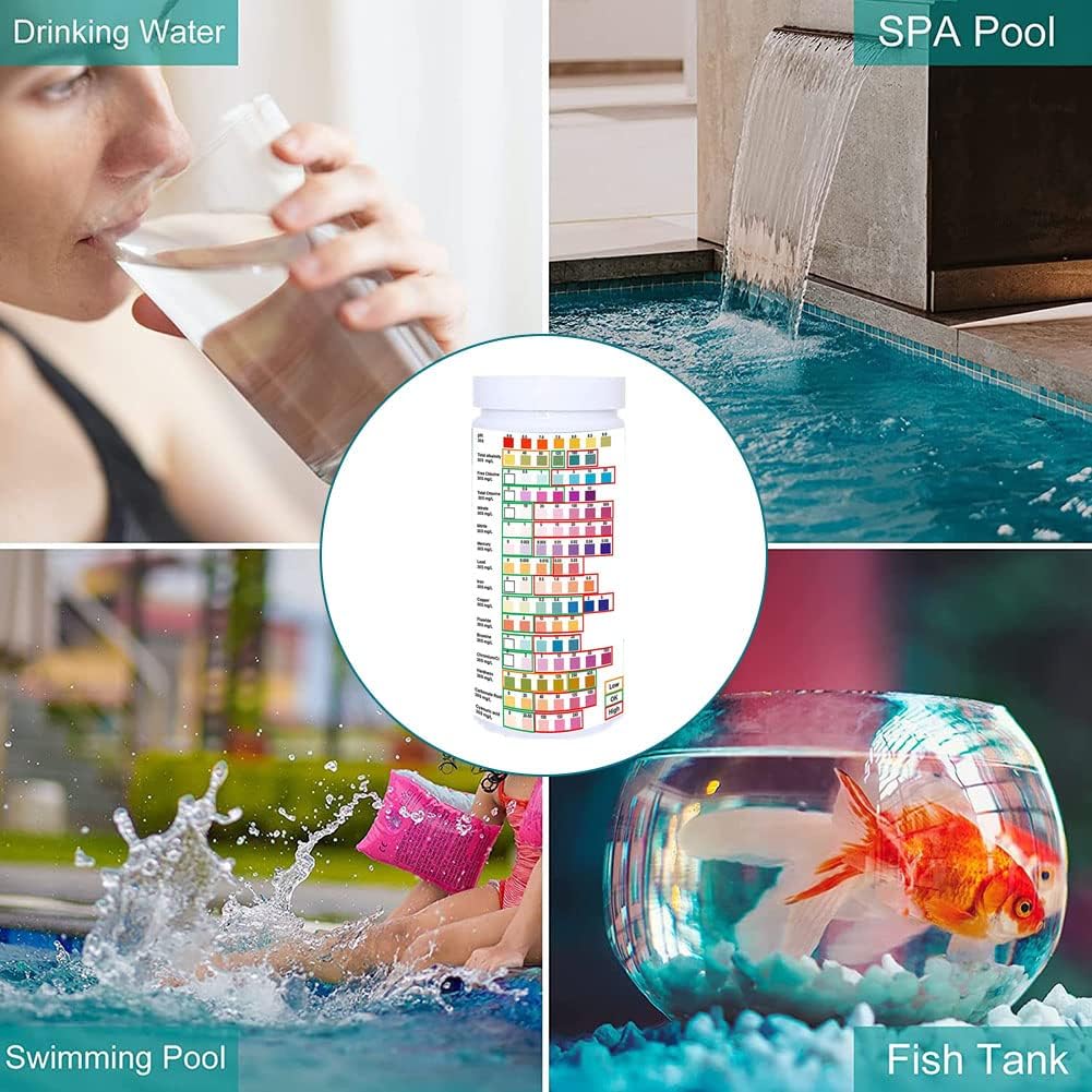 16 in 1 Water Testing Kits for Drinking Swimming Water, Well Water Test Kit for Home Tap Water Quality, Strips Testing Lead Fluoride pH Iron Chlorine Hardness and More (50) 16 in 1 Water Testing Kits for Drinking Swimming Water, Well Water Test Kit for Home Tap Water Quality, Strips Testing Lead Fluoride pH Iron Chlorine Hardness and More (50)