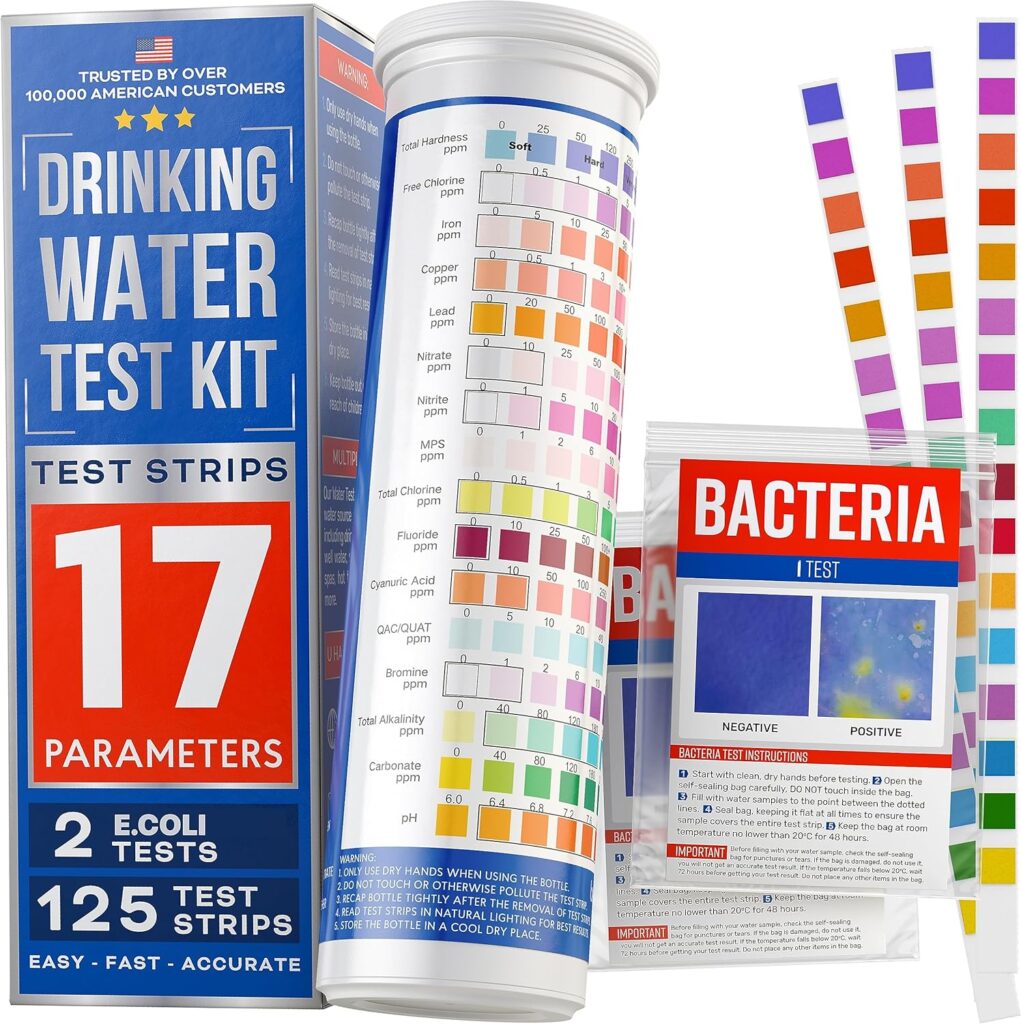 2023 All-New 17 in 1 Drinking Water Testing Kit 125 Strips - Home Tap and Well Water Test Kit for Hardness, Lead, Iron, Copper, Chlorine, Fluoride and More