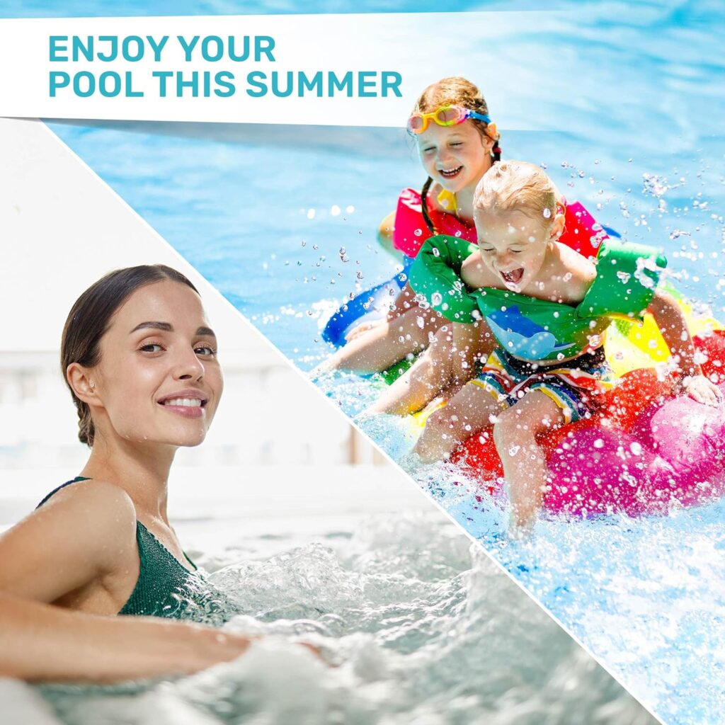 7-Way Pool Test Strips, 150 Quick  Accurate Pool and Spa Test Strips, Pool Water Test Kit - Chlorine, Bromine, pH, Hardness, Alkalinity, Pool Water Tests, Spa and Hot Tub Test Strips with Ebook - JNW