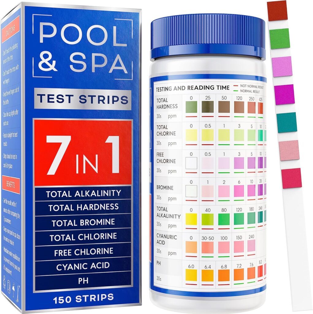 All-New 2023 Pool and Spa Test Strips 7 in 1 Quick SuperAccurate Swimming 150 Pool Test Kit - Hot Tub Test Strips  Pool Water Testing Strips for pH Chlorine Bromine Hardness Alkalinity Cyanuric Acid