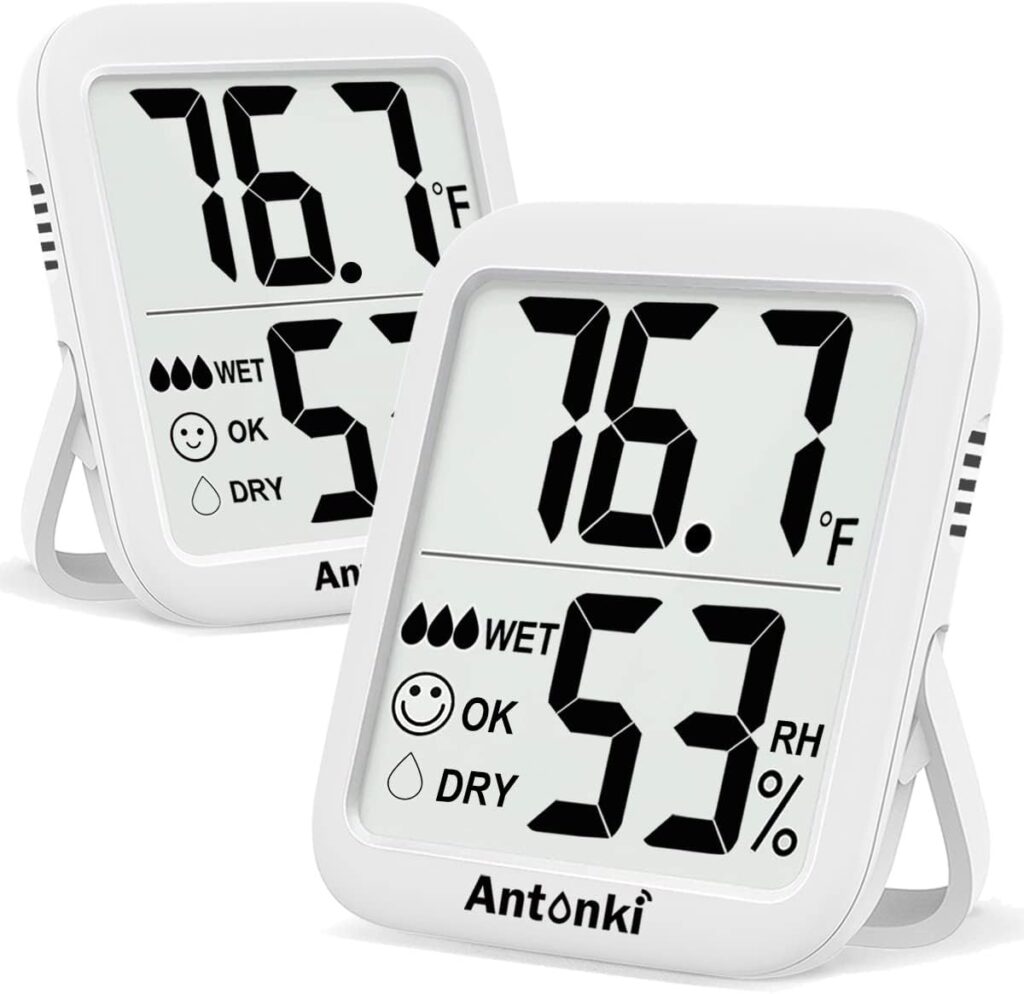 Antonki Room Thermometer for Home, 2 Pack Digital Temperature and Humidity Monitors, Indoor Hygrometer Sensor, Humidity Gauge, Humidity Meter for Baby Room, Terrarium, Incubator, Greenhouse