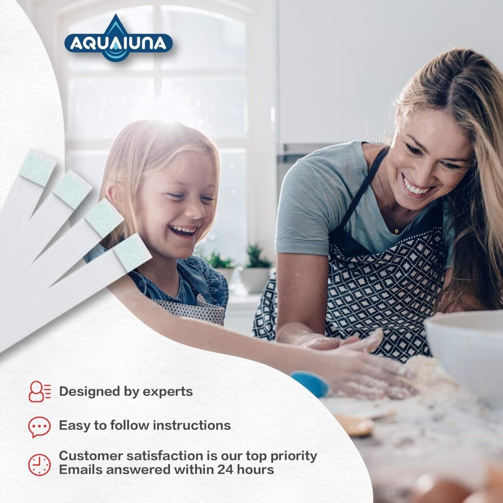 Aqualuna Water Hardness Test Kit - Fast and Accurate Testing for Dishwasher, Drinking Water, Pool and Aquarium - 100 Strips Hard Water Test Kit at 0-425ppm - Maintain Water Quality Aqualuna Water Hardness Test Kit - Fast and Accurate Testing for Dishwasher, Drinking Water, Pool and Aquarium - 100 Strips Hard Water Test Kit at 0-425ppm - Maintain Water Quality