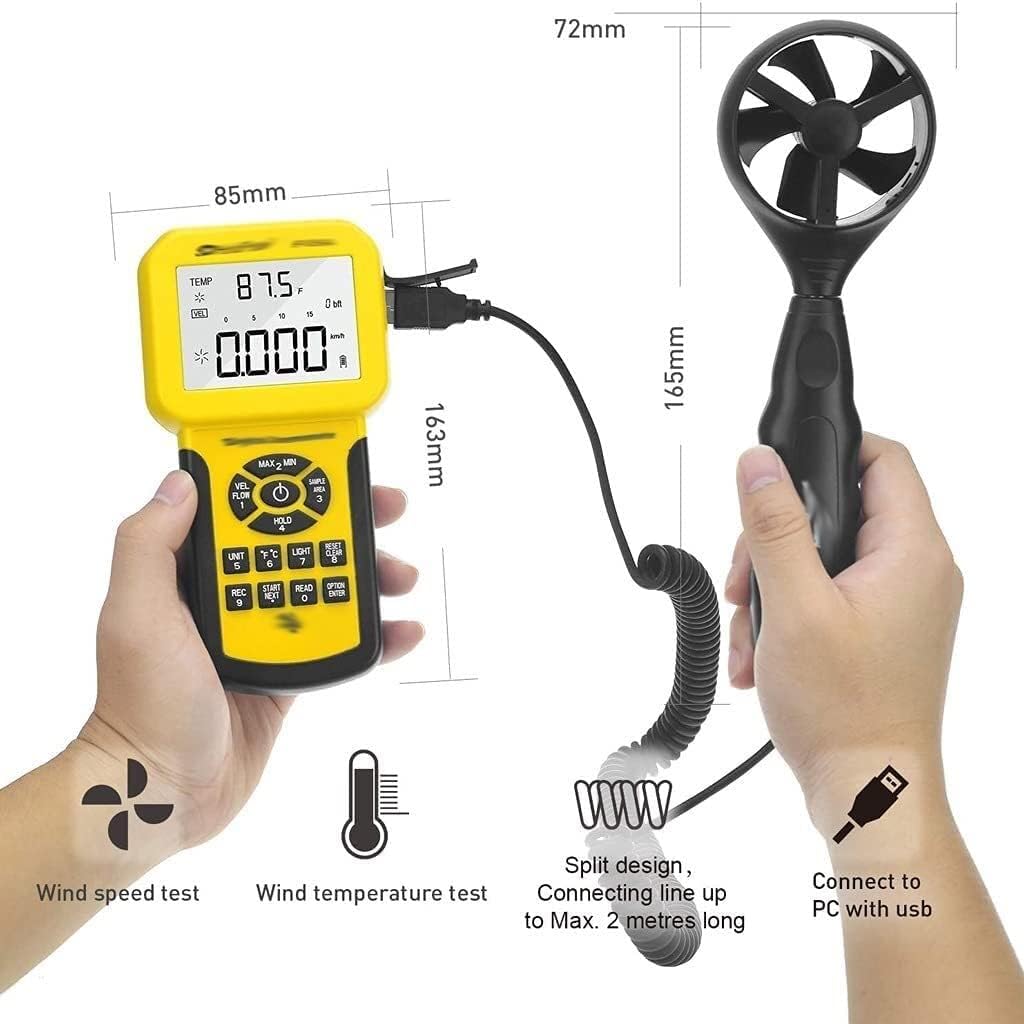 ARTREP Digital Wind Speed Air Volume Meter Anemometer Handheld with Data Logger and Carry Case