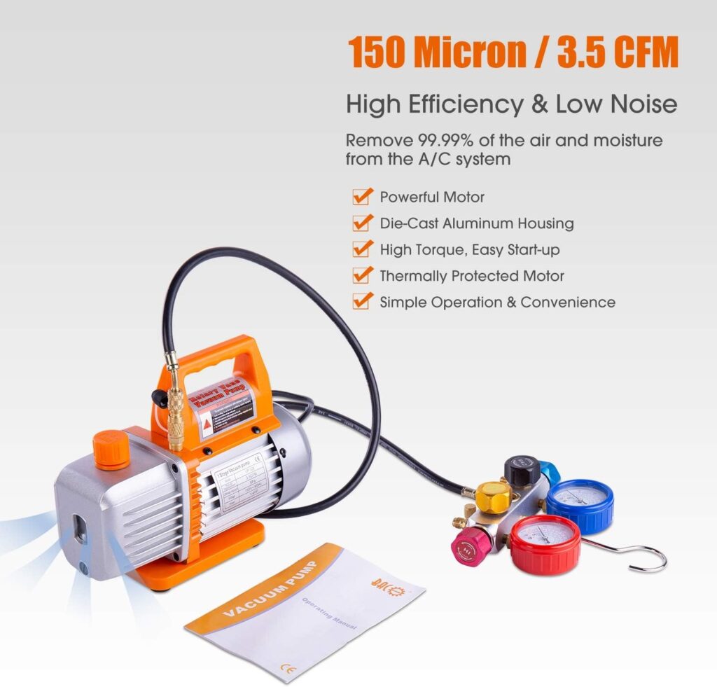 BACOENG Professional Vacuum Pump & Manifold Gauge Set HVAC A/C