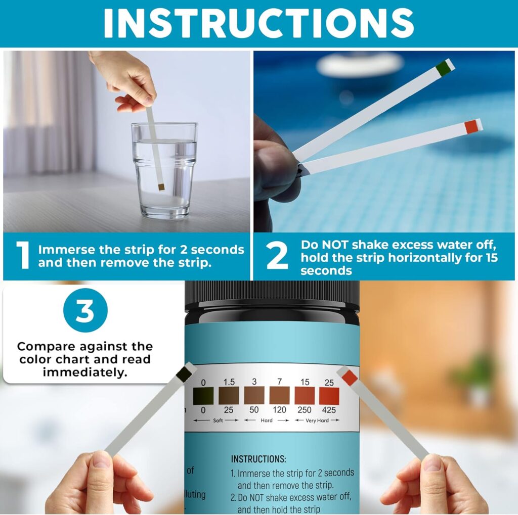 Healthoholic Water Hardness Test Kit | Pack of 160 Fast and Accurate Hard Water Test Strips for Testing Water Quality - Hard Water Test Strips for Water Softener Dishwasher Well Spa Pool | 0-425 ppm