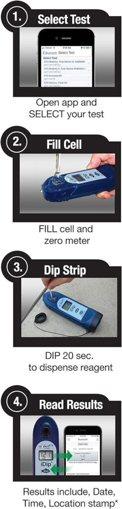 Industrial Test Systems ITS Exact iDip 570 Marine Aquarium, Coral,  Aquaculture Water Starter Test Kit | Bluetooth | Waterproof | 7-Parameters | (486107-MA-K)