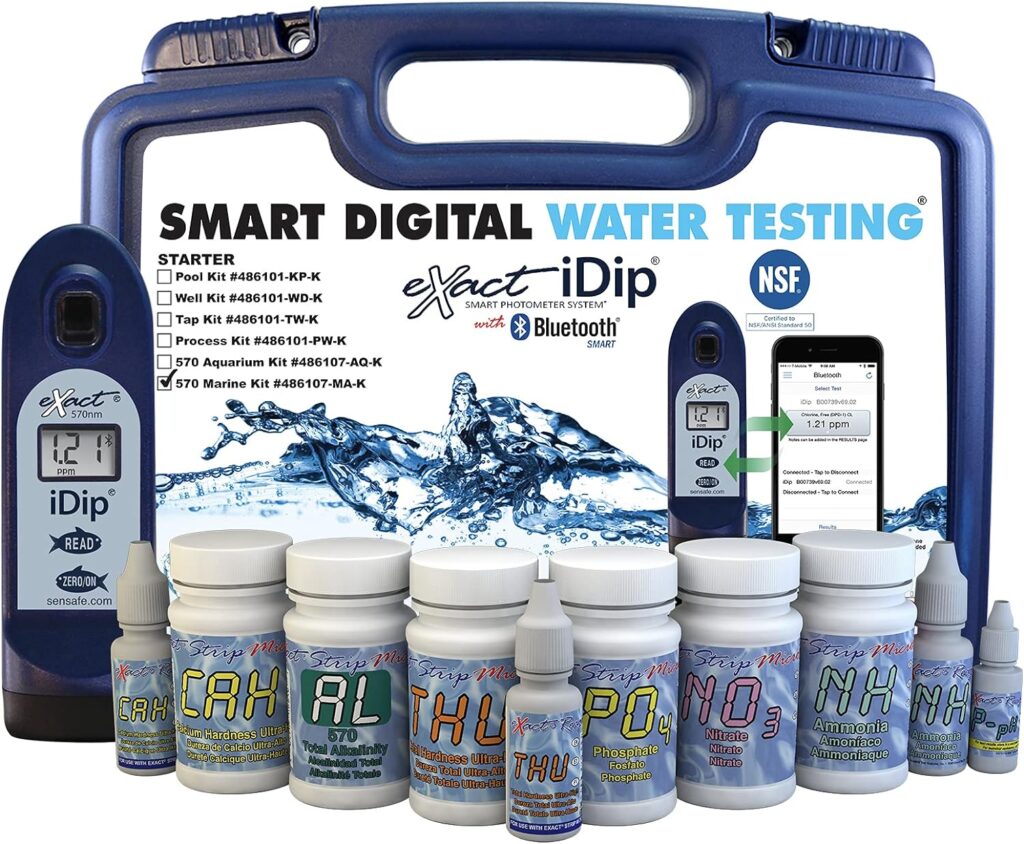 Industrial Test Systems ITS Exact iDip 570 Marine Aquarium, Coral,  Aquaculture Water Starter Test Kit | Bluetooth | Waterproof | 7-Parameters | (486107-MA-K)