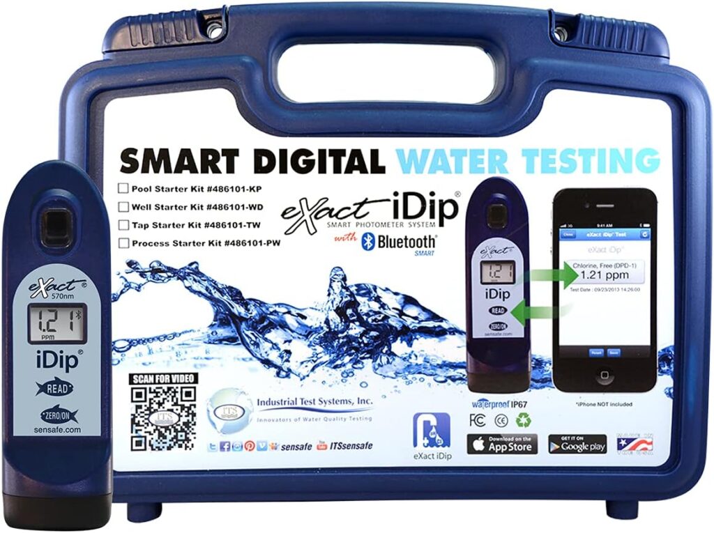 Industrial Test Systems ITS Exact iDip 570 Marine Aquarium, Coral,  Aquaculture Water Starter Test Kit | Bluetooth | Waterproof | 7-Parameters | (486107-MA-K)