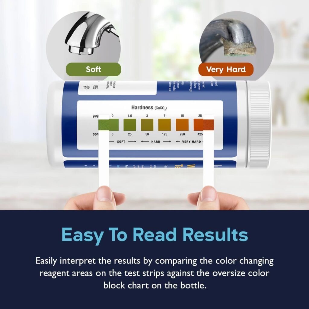 Lupo Premium Water Hardness Test Kit | Quick  Accurate Hard Water Test Kit for Measuring Water Hardness from All Water Sources | 0-425 ppm (Calcium Carbonate) | Large Pack Size: 175 Test Strips