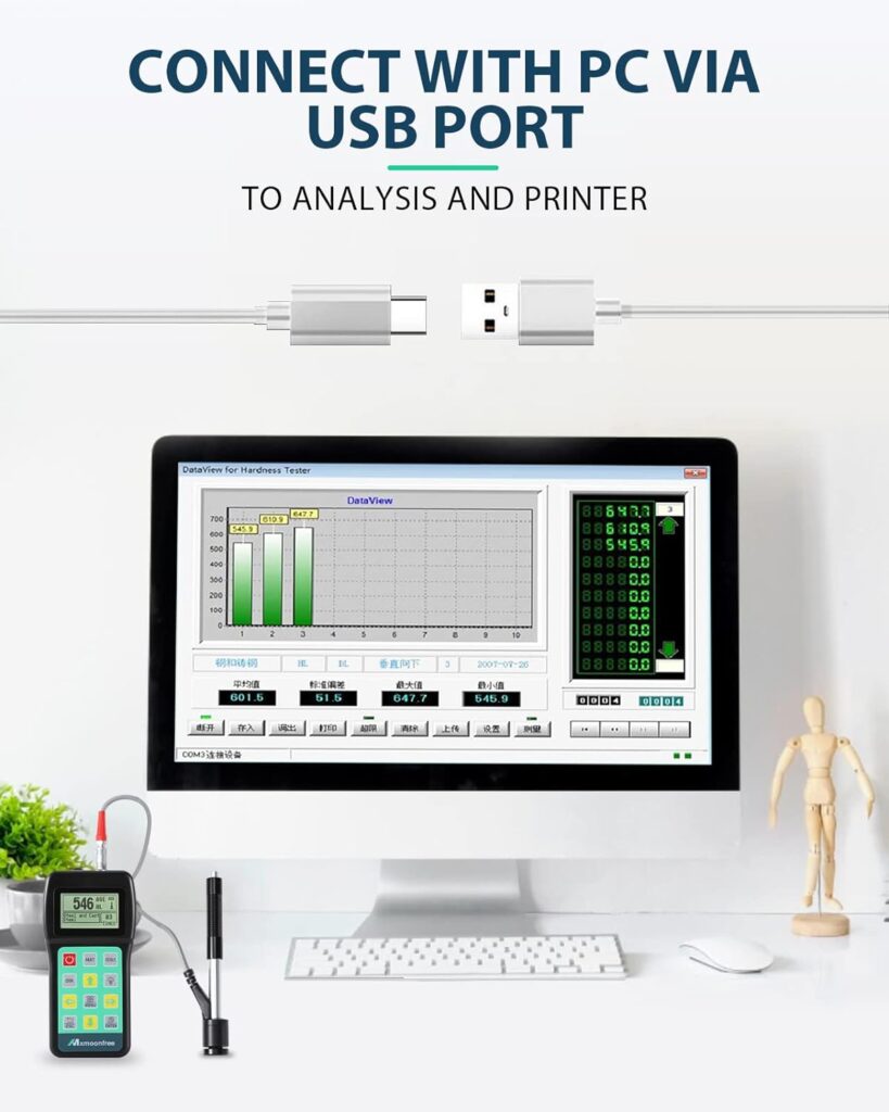 Mxmoonfree Metal Hardness Tester Kit, Digital Non-Destructive Leeb Testing with Multi Scales