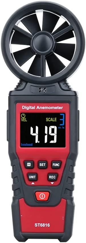 N/A Digital Anemometer Wind Speed Meter Air Velocity Flow Gauge Thermometer Wind Speed Measurement Instrument Airflow Sensor Meter