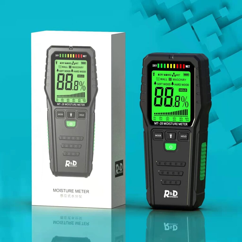 Pinless Wood Moisture Meters Water Leak Detector for Lumber Concrete Building -Wall Moisture Sensor Digital Humidity Tester for Firewood (Pinless)