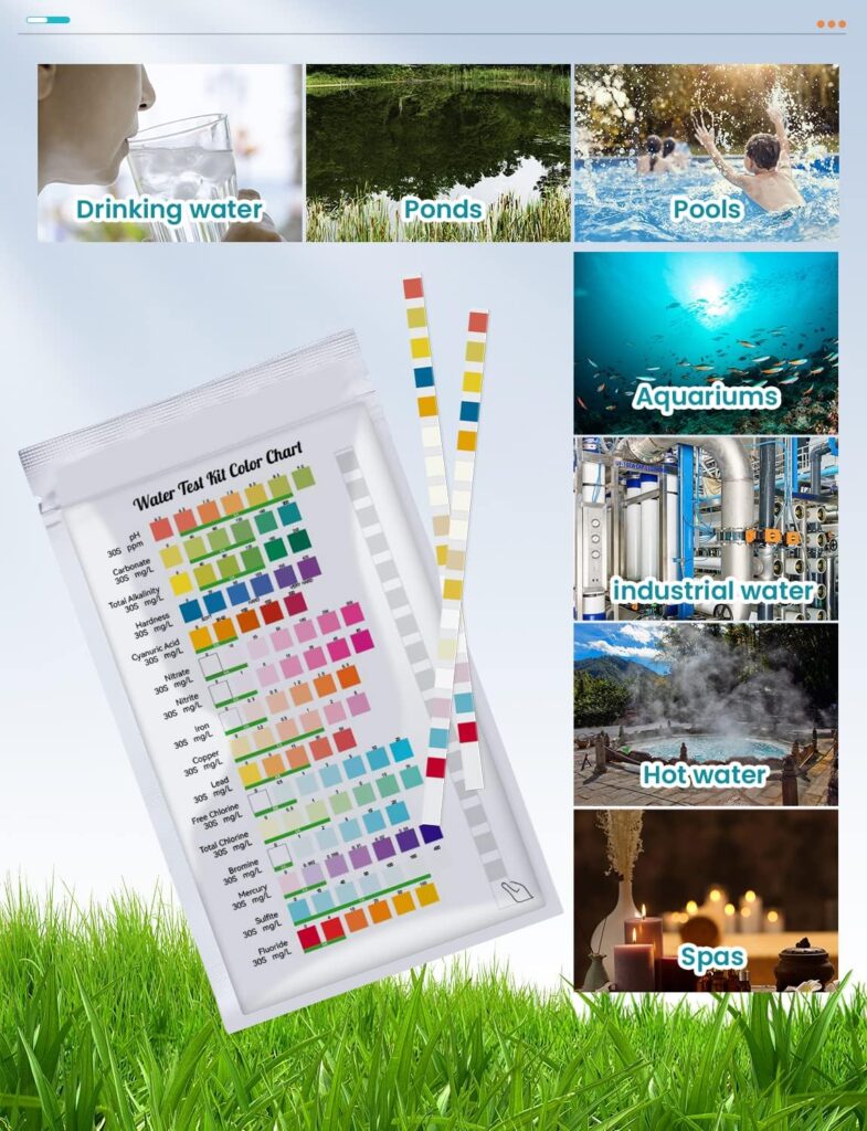 Pitasha 16 in 1 Premium Water Testing Kits for Drinking Water - 50 Strips Well Pool and Drinking Water Test Kit - Testing for pH, Hardness, Chlorine, Lead, Iron, Copper, Nitrate, Nitrite, etc