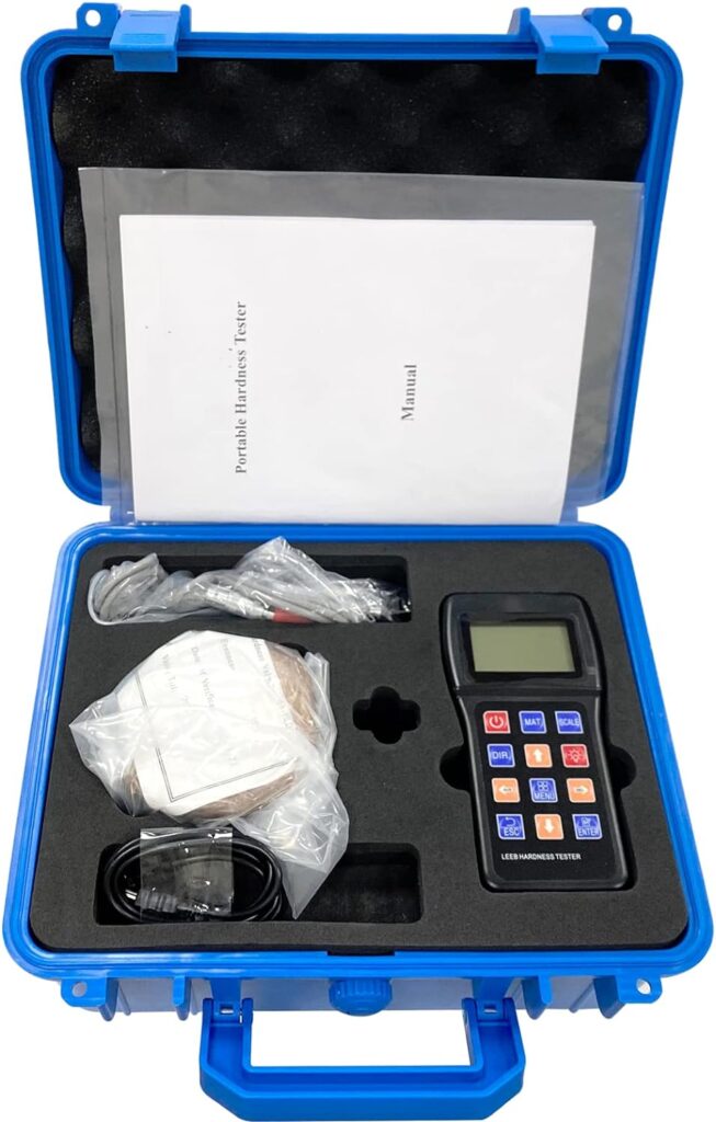 Soonkoda 7 in 1 Portable Metal Leeb Hardness Tester Hardometer Meter Durometer for Stainless Steel Alloy Copper 10 materials HL HB HV HRC HRB HRA 170-960HLD Hardness Test kit with hardness test blocks