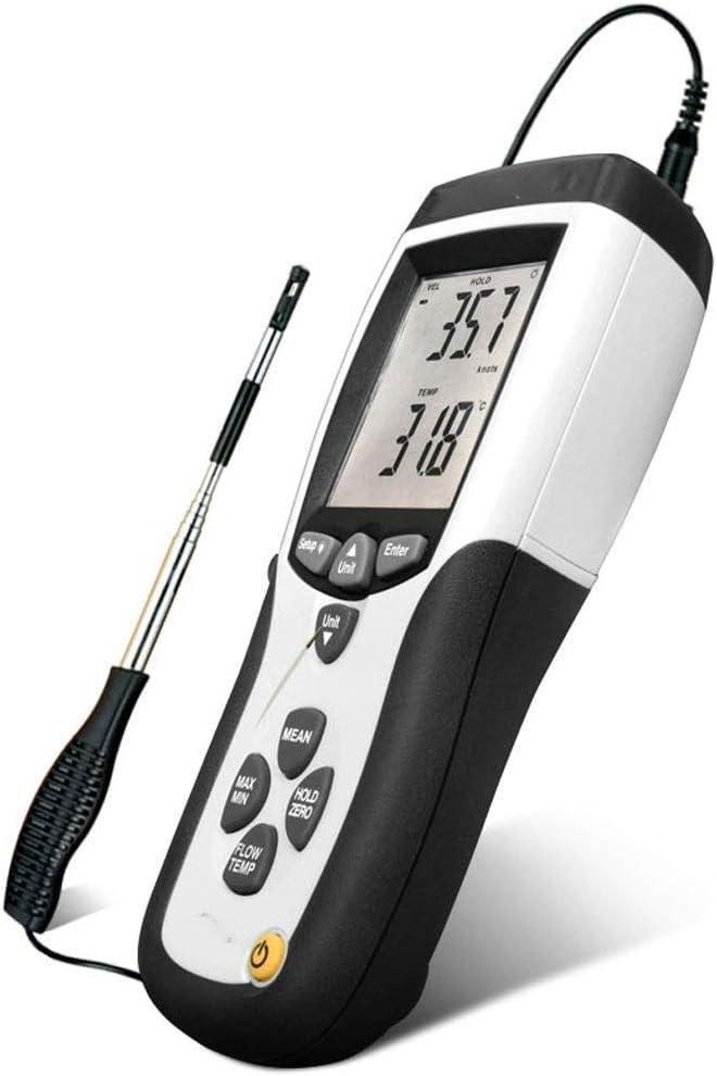 TANGIST Portable Digital Anemometer Handheld Wind Speed Meter for Measuring Wind Speed Temperature