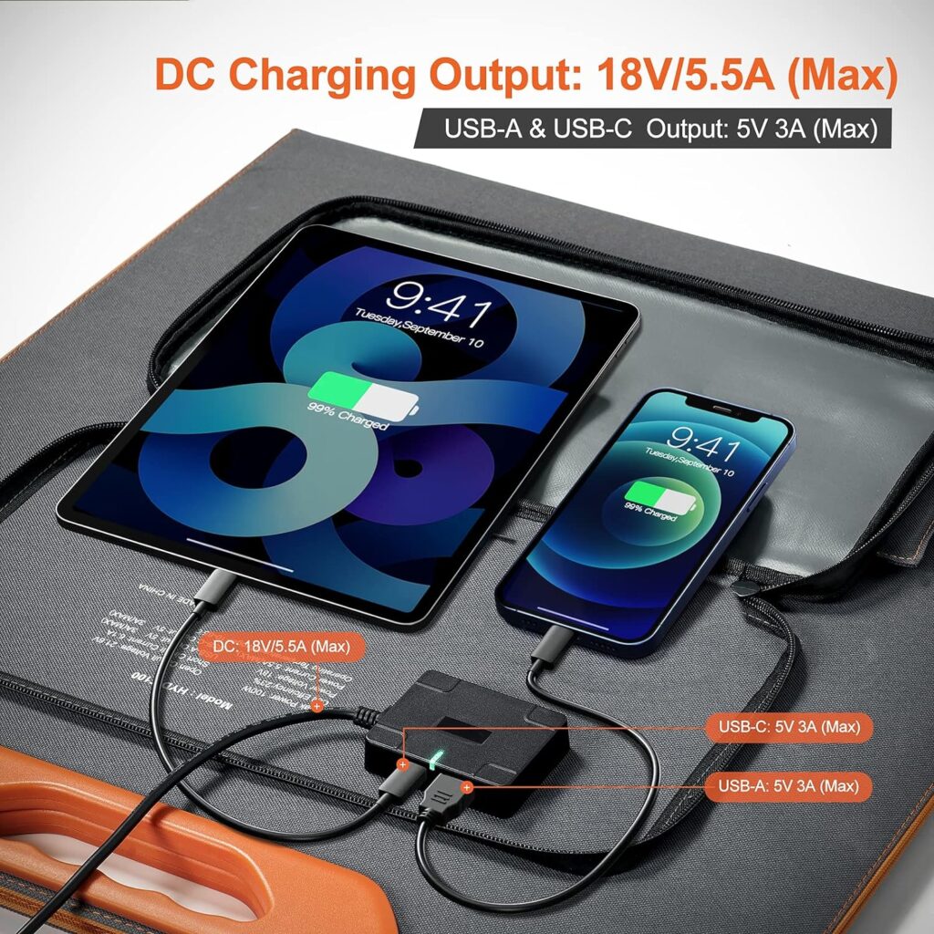 100 Watt Portable Solar Panel for Power Station, Foldable 100W Solar Panel for Camping Hiking Off-Grid Living, Monocrystalline Folding Panel Solar with 5V USB 18V DC Output(Black) 100 Watt Portable Solar Panel for Power Station, Foldable 100W Solar Panel for Camping Hiking Off-Grid Living, Monocrystalline Folding Panel Solar with 5V USB 18V DC Output(Black)