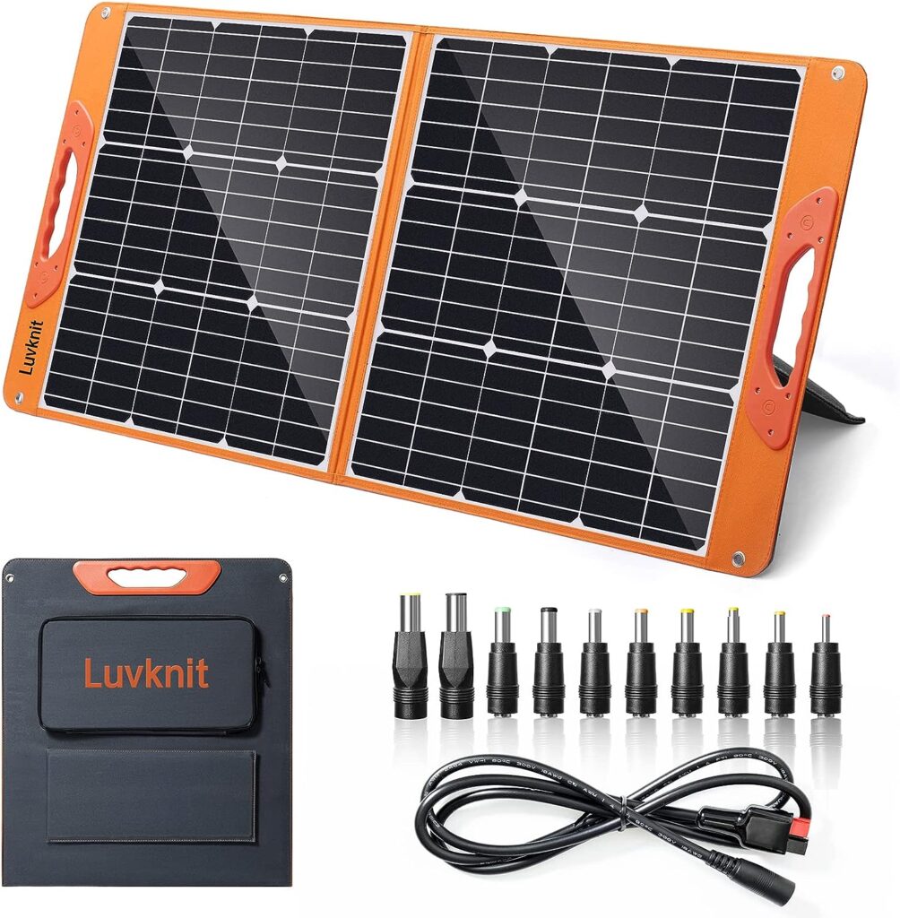 100 Watt Portable Solar Panel for Power Station, Foldable 100W Solar Panel for Camping Hiking Off-Grid Living, Monocrystalline Folding Panel Solar with 5V USB 18V DC Output(Black) 100 Watt Portable Solar Panel for Power Station, Foldable 100W Solar Panel for Camping Hiking Off-Grid Living, Monocrystalline Folding Panel Solar with 5V USB 18V DC Output(Black)