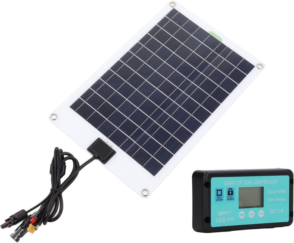 50 Watt Solar Panel Kit, 50W High Efficiency Solar Panel Charger with 100A MPPT Solar Charge Controller for RV Vehicle Trailer Marine Boat 12 Volt Battery