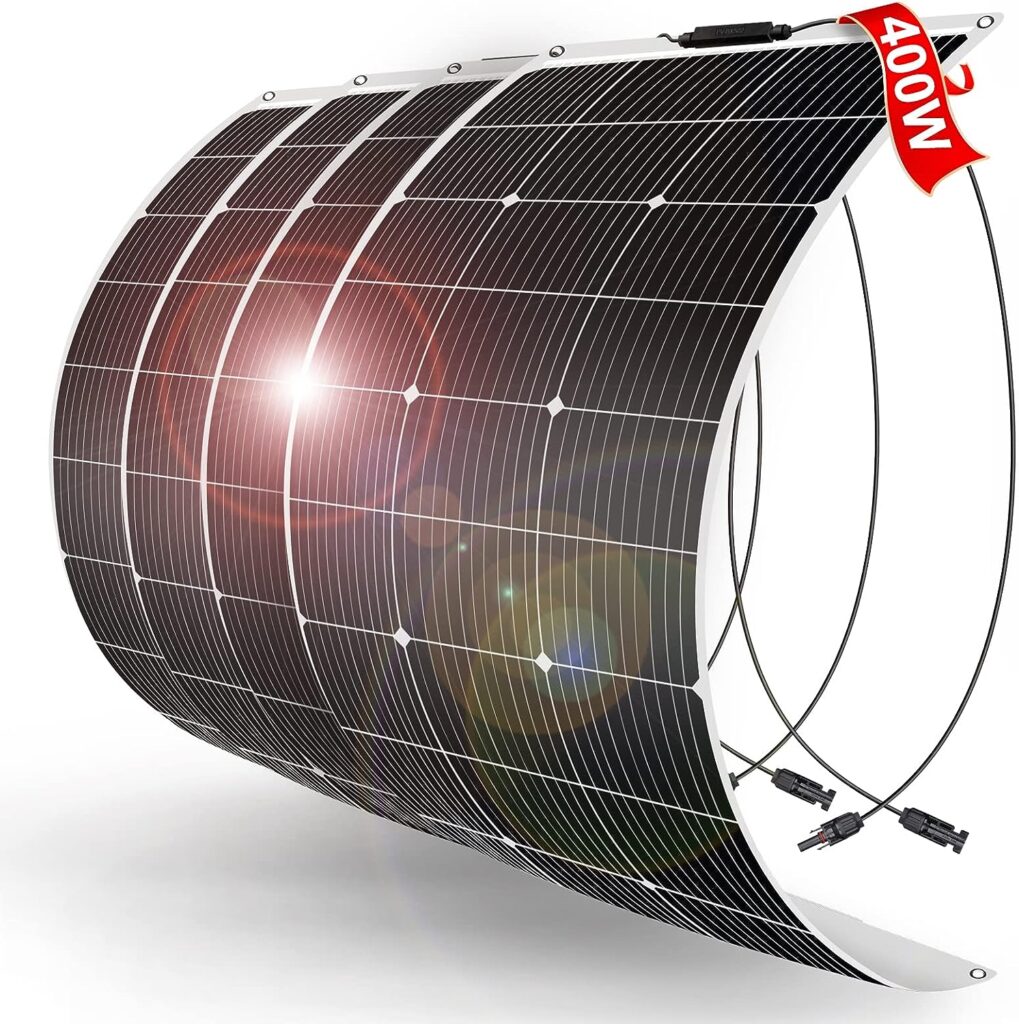 Amazon.com : DOKIO Flexible Solar Panel 4x100w(400w) Semi-Flexible Bendable 12V Monocrystalline Off-Grid for RV Boat Cabin Van Car and Caravan RV Boat Camper : Patio, Lawn  Garden