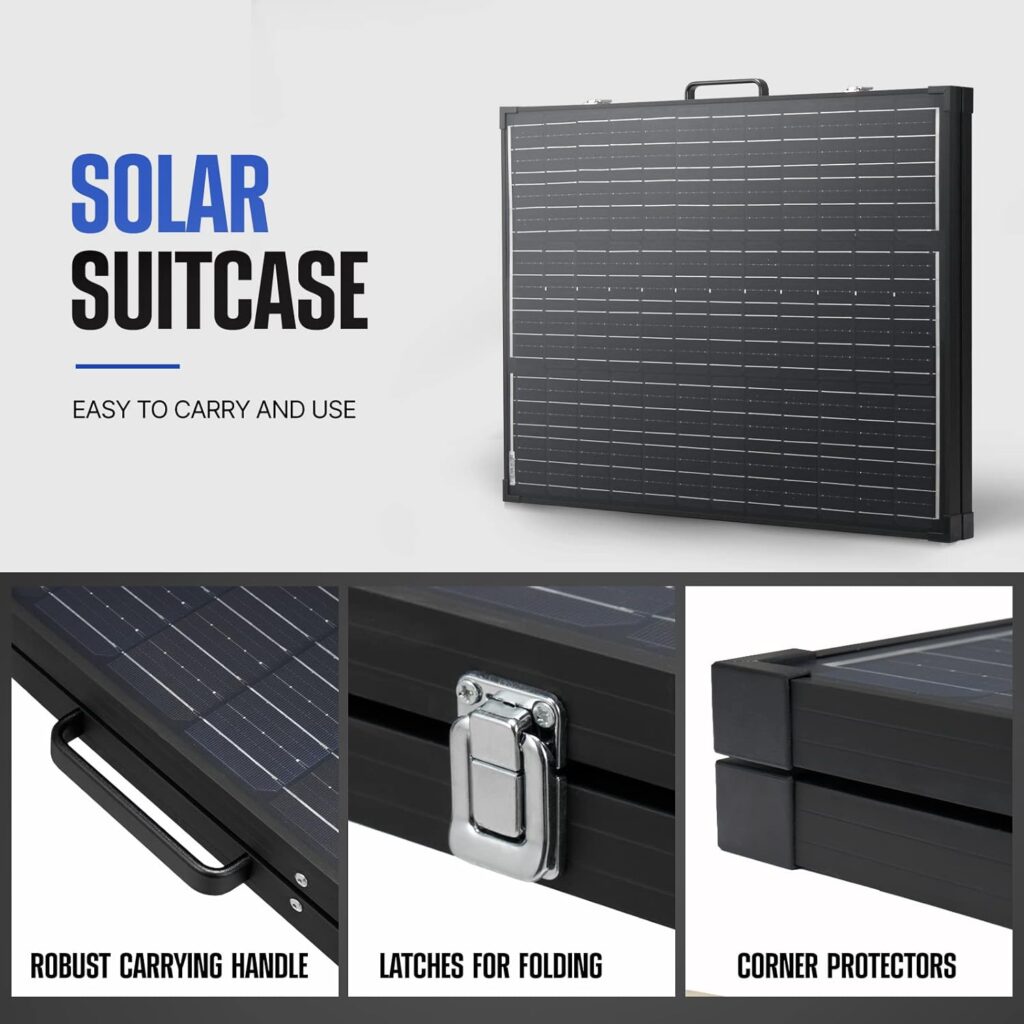 ATEM POWER 160W Portable Solar Panel - Foldable Solar Suitcase Monocrystalline Lightweight Without Glass, 20A MPPT Controller with USB Output, Built-in Kickstand for 12V Batteries RV Camping Power ATEM POWER 160W Portable Solar Panel - Foldable Solar Suitcase Monocrystalline Lightweight Without Glass, 20A MPPT Controller with USB Output, Built-in Kickstand for 12V Batteries RV Camping Power