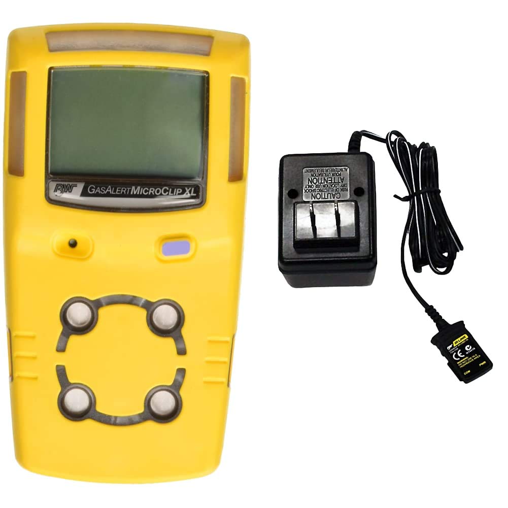 BW Technologies MCXL-XWHM-Y-NA GasAlertMicroClip XL 4 Gas Detector, CO, H2S, LEL and O2, Yellow