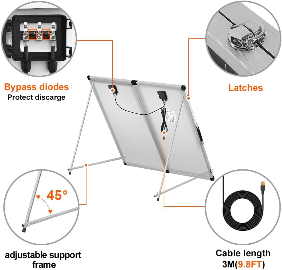 DOKIO Portable Foldable 100W 18v Solar Suitcase Monocrystalline, Folding Solar Panel Kit with Controller to Charge 12 Volts Batteries (AGM Lead/Acid Types Vented Gel) RV Camping Boat