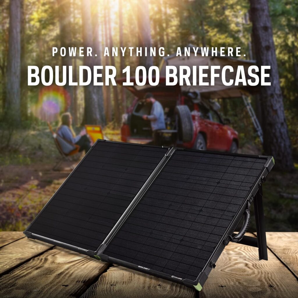 Goal Zero Boulder 200 Briefcase, 200-Watt Monocrystalline Solar Panel with Kickstand, Portable Solar Panel for Camping and Tailgating, Emergency Solar Power