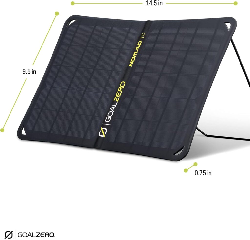Goal Zero Venture 35 Portable Charger Power Bank with Nomad 10 Solar Panel Kit 9600mAH 18W USB-C Power Delivery Port, 2 USB Outputs IP67 Rating 50 Lumens Flashlight Goal Zero Venture 35 Portable Charger Power Bank with Nomad 10 Solar Panel Kit 9600mAH 18W USB-C Power Delivery Port, 2 USB Outputs IP67 Rating 50 Lumens Flashlight