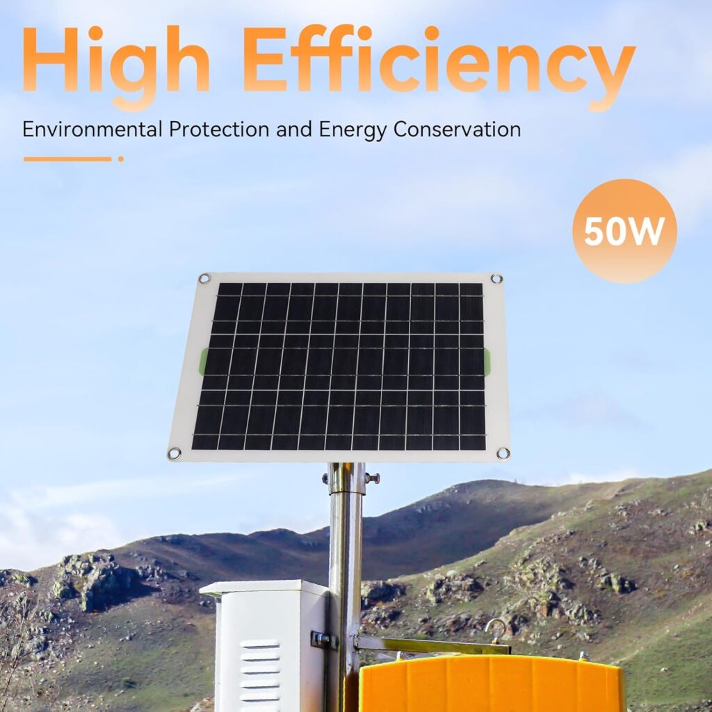 HERCHR 50W 30A Solar Battery Charger, 12V 24V Solar Panel Charger Controller Solar Panel for Car Boat Marine RV Trailer Truck