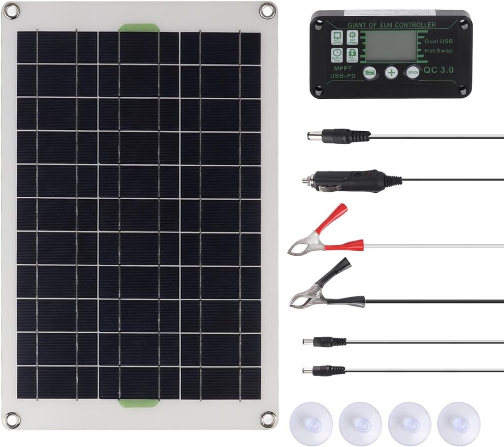 HERCHR 50W 30A Solar Battery Charger, 12V 24V Solar Panel Charger Controller Solar Panel for Car Boat Marine RV Trailer Truck
