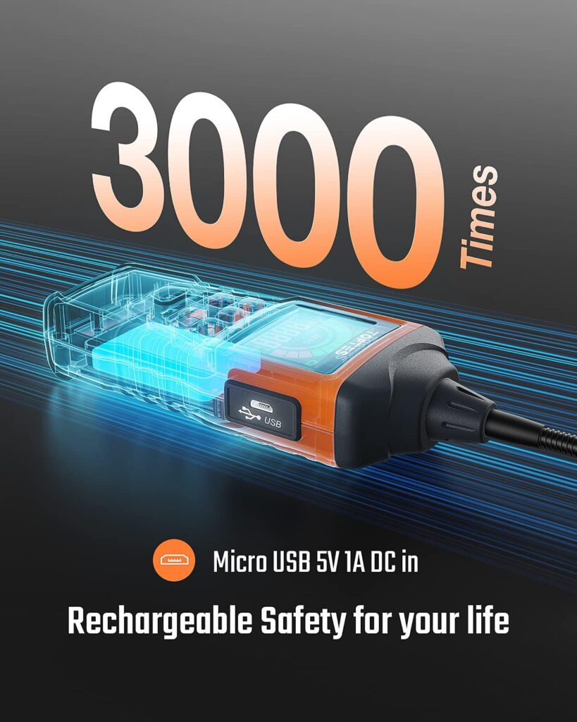 Natural Gas Detector, TopTes PT520A Gas Leak Detector with 17-Inch Gooseneck, Locating The Source of Propane, Natural Gas, and Combustible Gas Leak for Home and RV (Includes Battery x3) - Orange