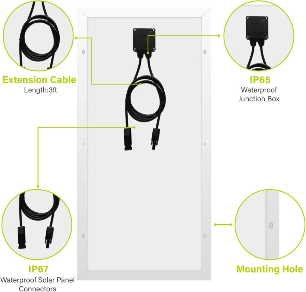 Newpowa 50W Solar Panel 50W(Watts)12V(Volts) Monocrystalline PV Module High-Efficiency Battery Maintainer Power for Battery Charging of Boat RV Camper SUV and Other Off-Grid Applications