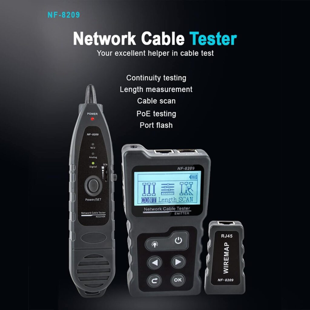 NOYAFA Advanced Network Cable Tester With PoE NCV  Lamp For CAT5e/CAT6/CAT6a, Multifunction Wire Tracker Cable Tester For Tracker Underground Telephone Line Finder Home Repair: Industrial  Scientific
