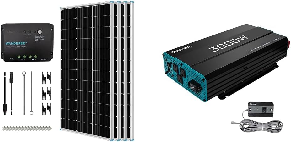 Renogy 400 Watt 12 Volt Solar Panel Starter Kit with 4 pcs 100W Monocrystalline Solar Panel and 30A 3000W Pure Sine Wave Inverter 12V DC to 120V AC Converter for Home, RV, Truck, Off-Grid Solar Renogy 400 Watt 12 Volt Solar Panel Starter Kit with 4 pcs 100W Monocrystalline Solar Panel and 30A 3000W Pure Sine Wave Inverter 12V DC to 120V AC Converter for Home, RV, Truck, Off-Grid Solar