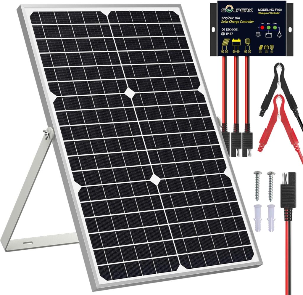 SOLPERK Solar Panel Kit 50W 12V, Solar Battery Trickle Charger Maintainer with Upgrade Waterproof Controller for Boat Car RV Motorcycle Marine Automotive (Without Mounting Bracket) SOLPERK Solar Panel Kit 50W 12V, Solar Battery Trickle Charger Maintainer with Upgrade Waterproof Controller for Boat Car RV Motorcycle Marine Automotive (Without Mounting Bracket)
