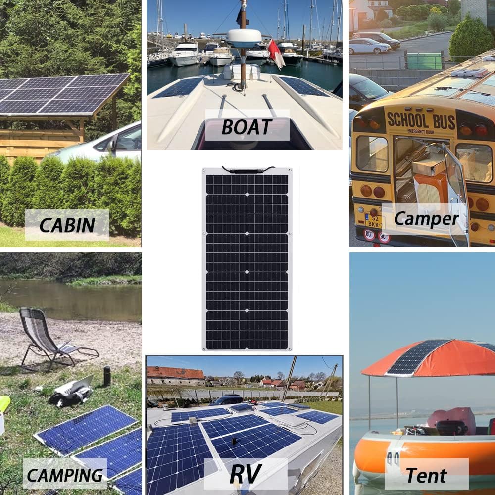 XINPUGUANG 12 Volts 50 Watts Flexible Solar Panel monocrystalline Portable Charger Power 12V Battery for RV car Boat Cabin Home (50w)