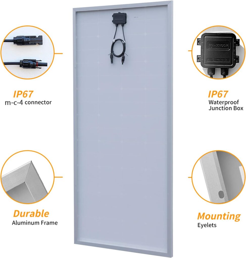 XINPUGUANG 2pcs Solar Panel 200W 12V Monocrystalline 400W PV Module Power Charger for RV Boat Rooftop Battery and Other Off-Grid Applications (400W)