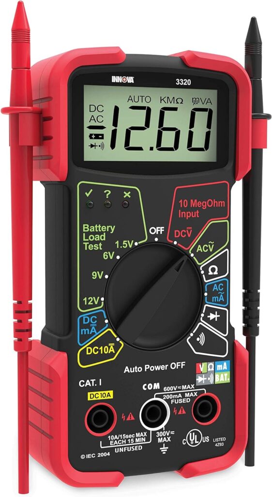 INNOVA 3320 Auto-Ranging Digital Multimeter, Red  Black