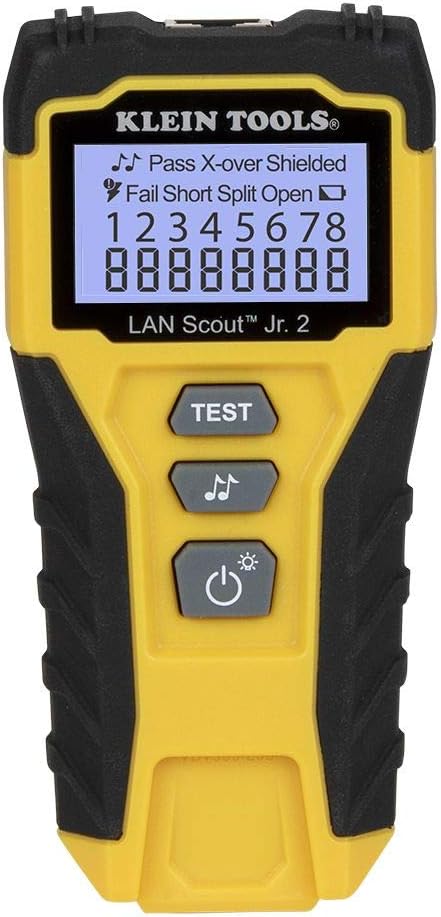 Klein Tools 80072 RJ45 Cable Tester Kit with LAN Scout Jr. 2, Coax Crimper / Stripper / Cutter Tool and Pass-Thru Modular Data Plug