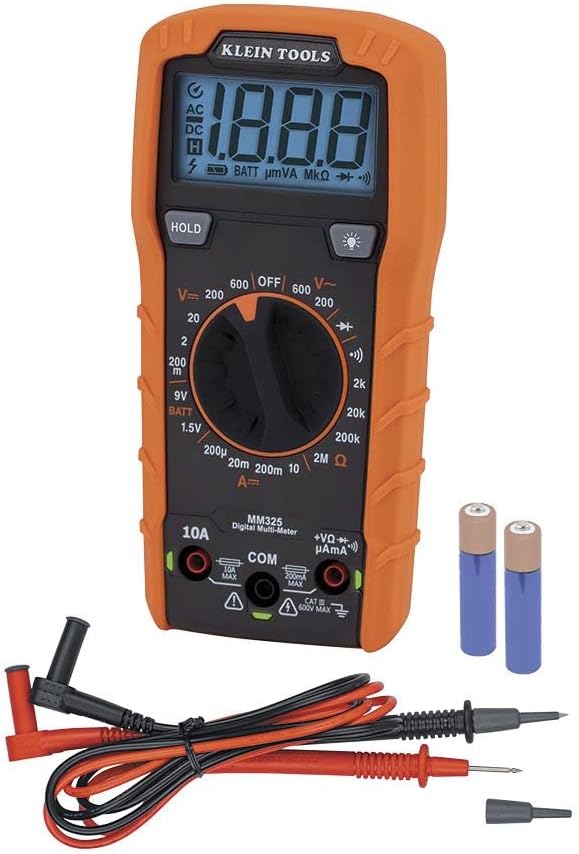 Klein Tools MM325 Multimeter, Digital Manual-Ranging 600V AC/DC Voltage Tester, Tests Batteries, Current, Resistance, Diodes, and Continuity , Black - Amazon.com