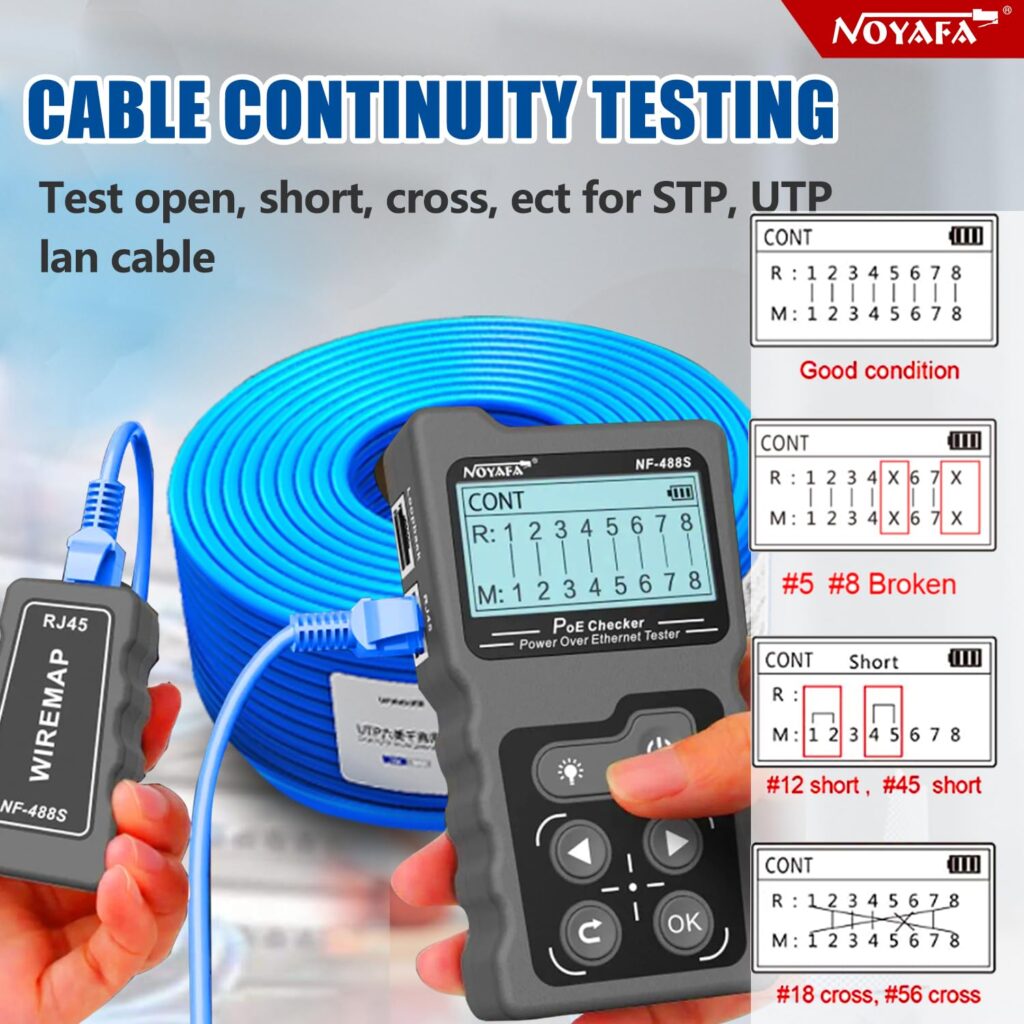 NOYAFA nf-488 poe Tester Network Cable Tester  Network Cable Continuity Checking/Power Over Ethernet Voltage Current Tester