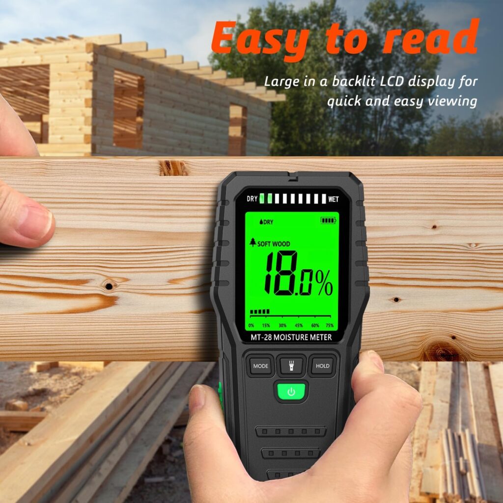 Wood Moisture Meter, Firewood Moisture Tester, Drywall Moisture Detector Professional Moisture Content Meter Lumber Logs Concrete Floors Carpet Ceiling Building Material Hardwood (Pin-type) Wood Moisture Meter, Firewood Moisture Tester, Drywall Moisture Detector Professional Moisture Content Meter Lumber Logs Concrete Floors Carpet Ceiling Building Material Hardwood (Pin-type)