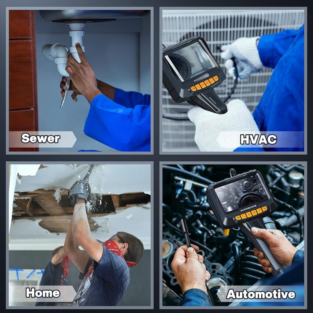 Endoscope Camera with Light, Inspection Camera with 5 IPS Screen, Endoscope with 32GB TF Card, 16.4ft Semi-Rigid Cable Borescope with Dual Lens, IP67 Waterproof LED Lights, Hardshell Case (Orange)