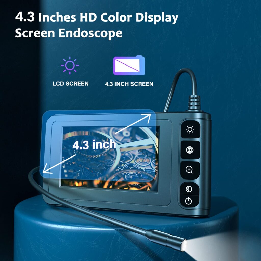 SKYBASIC Industrial Endoscope Borescope Camera with Light, 4.3 LCD Screen HD Digital Snake Camera Handheld Waterproof Sewer Inspection Camera with 8 LED Lights, 16.5FT Semi-Rigid Cable SKYBASIC Industrial Endoscope Borescope Camera with Light, 4.3 LCD Screen HD Digital Snake Camera Handheld Waterproof Sewer Inspection Camera with 8 LED Lights, 16.5FT Semi-Rigid Cable