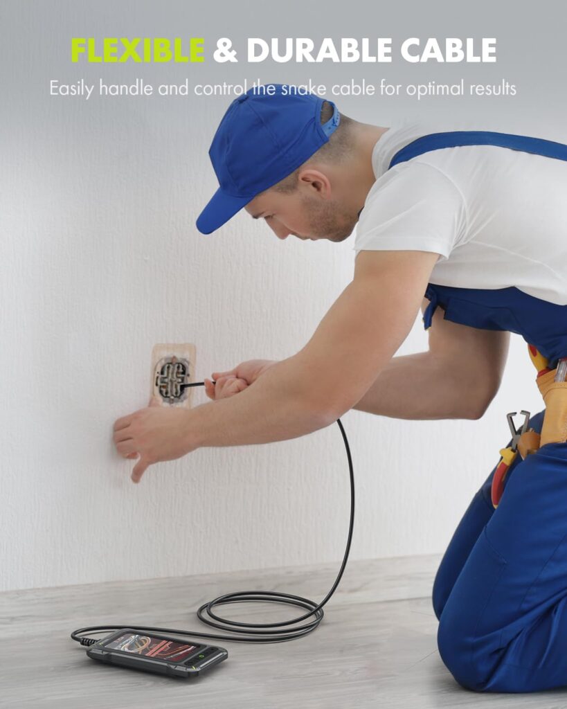 Industrial Endoscope Camera with 4.3 LCD Screen, Anykit 6mm Borescope Inspection Camera, Scope Camera with 6 Adustable Lights, IP67 Waterproof Sewer Pipe Camera,16.4FT Semi-Rigid Cable